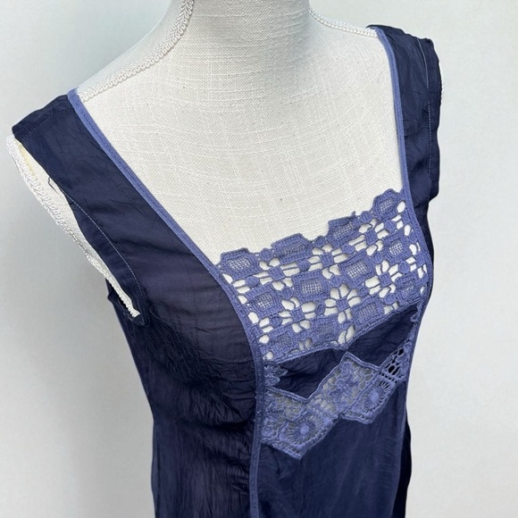 🌻Johnny Was Dark Indigo Periwinkle Bohemian Embroidered Knee Length Dress Small - Picture 5 of 10